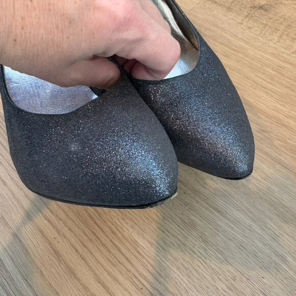 ** Stuart Weitzman dagger Sabbia Navy glitter stilettos‎ 8.5 - Picture 7 of 7
